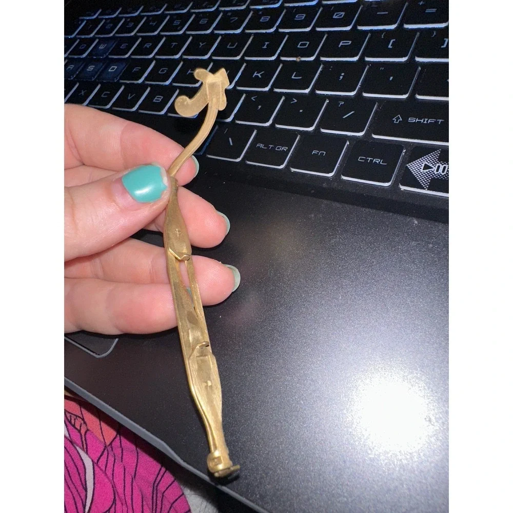 Vintage Anson Scimitar Sword Tie Bar Gold Silver Tone Pirate Novelty Accessory
